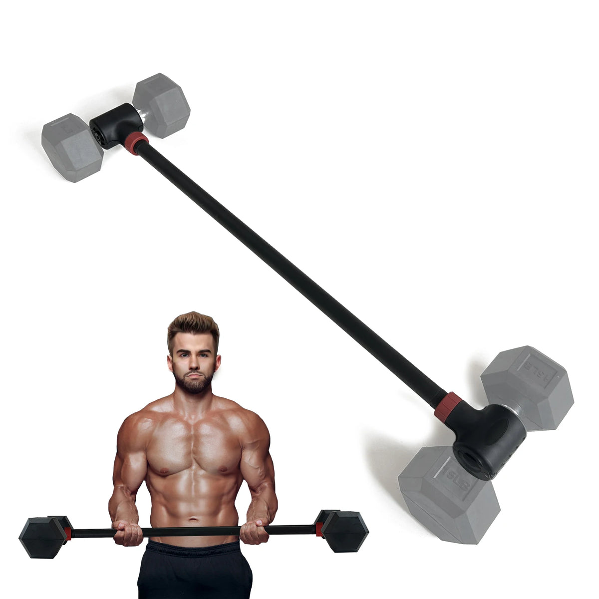 MARSAFIT Adjustable Dumbbell Converter Barbell Set and Kettlebell
