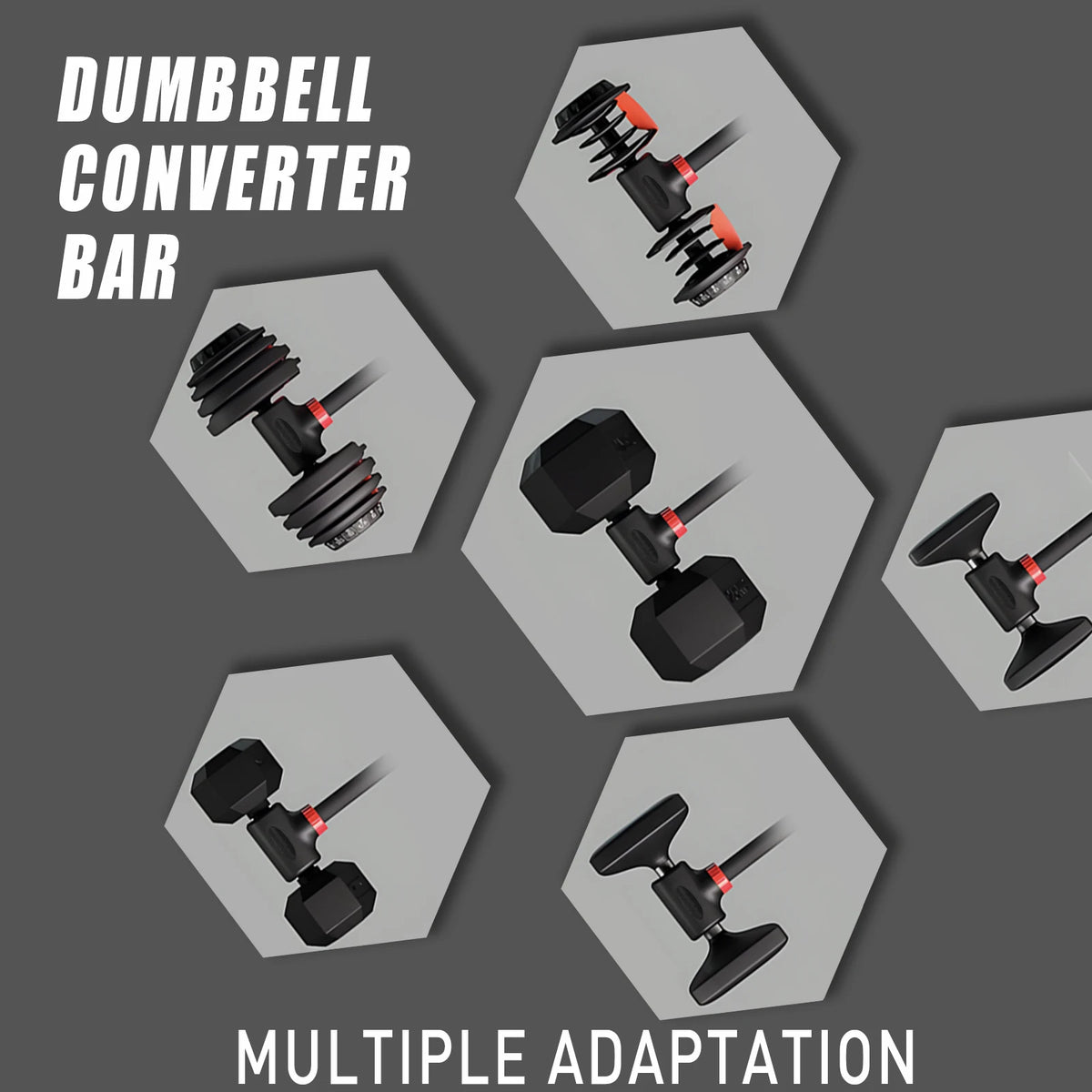 MARSAFIT Adjustable Dumbbell Converter Barbell Set and Kettlebell