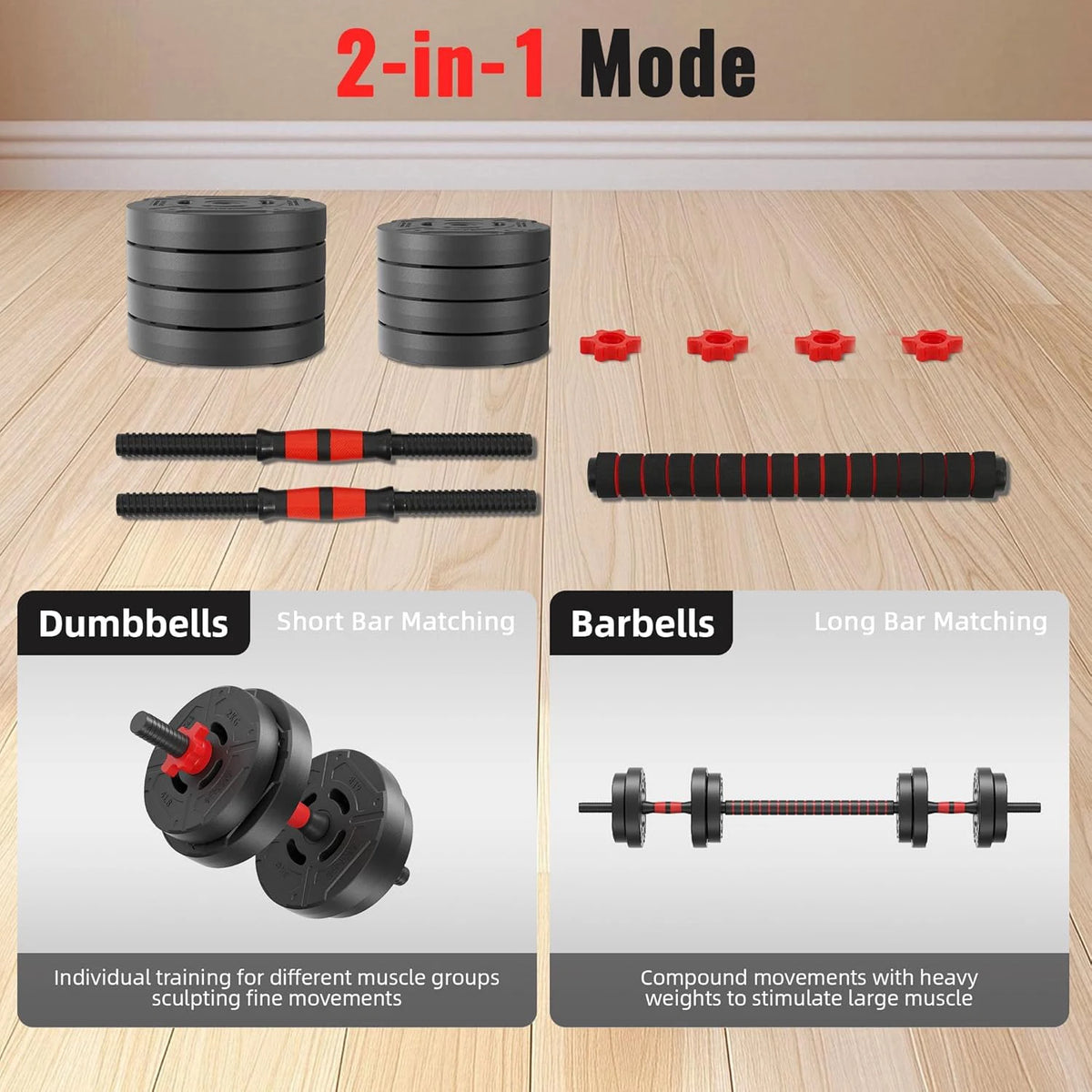 2-In-1 Adjustable Dumbbell and Barbell Set for Home Fitness